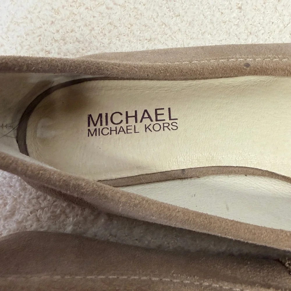 Michael Michael Kors Tan Suede Buckle Flats Moc Toe Loafers Womens 10M